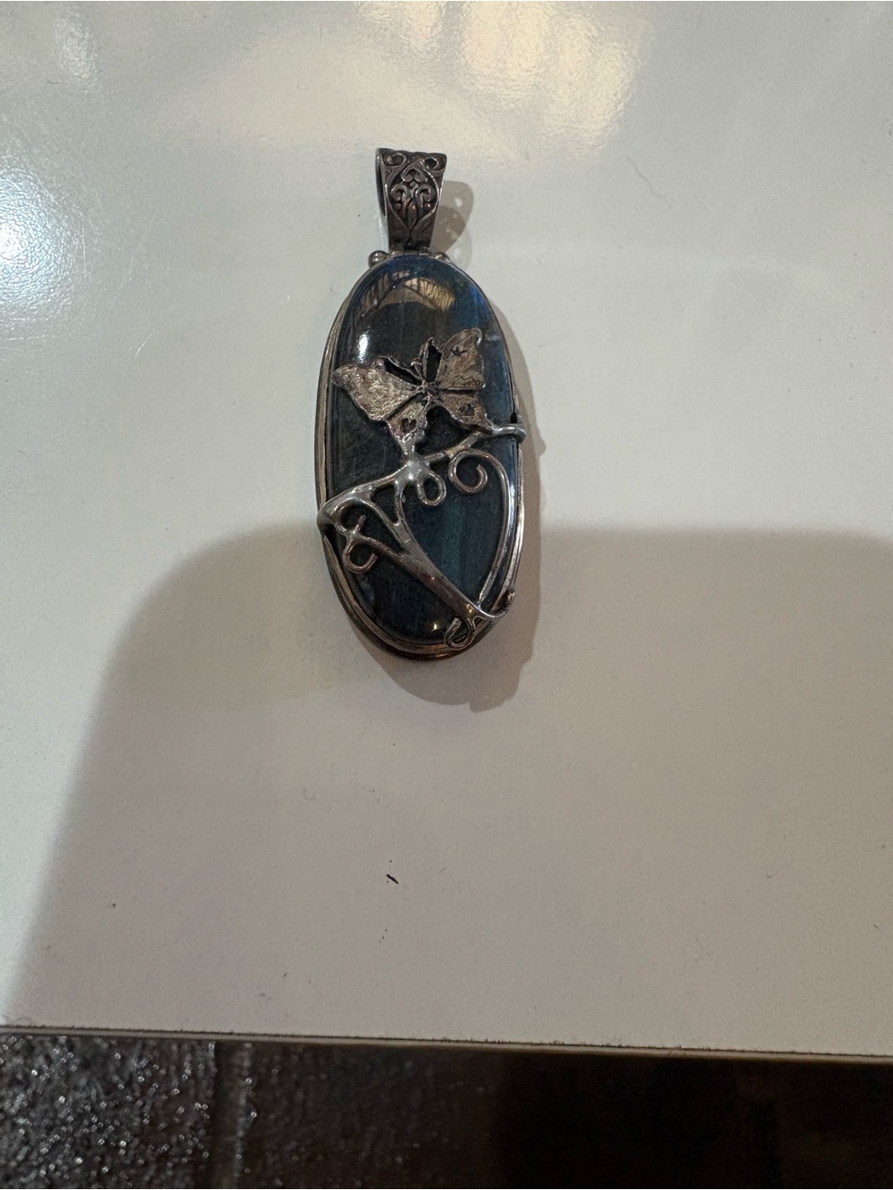 Sterling Silver Butterfly Oval Pendant Labradorite
